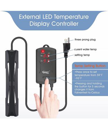 Hygger 300W Aquarium Heater with LED Display Controller | Quartz Submersible Fish Tank Heater for 40-75 Gallon Tank - Buy Online on GoSupps.com