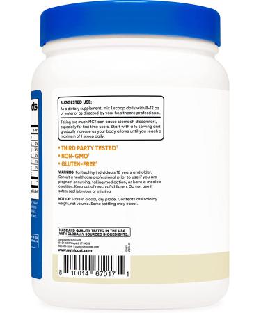 Nutricost Premium MCT Oil Powder - 1 LB Vanilla | Keto & Ketogenic Diet | Zero Net Carbs, Non-GMO | Gluten-Free Medium Chain Triglyceride - Buy Online on GoSupps.com