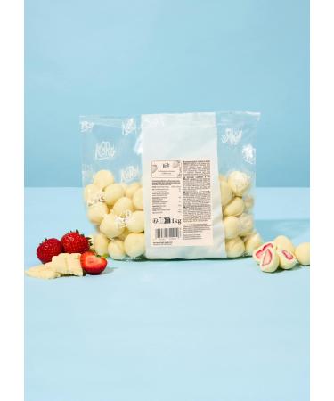 KoRo KoRo - Freeze-dried strawberries in white chocolate 1 kg - Chocolate meets fruit - Ideal snack - Crispy white chocolate coating
