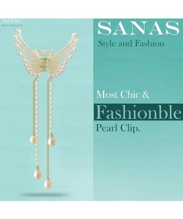 Sanas Stone Butterfly Wedding Hair Clip for Women - 1 Pc Metal Hair Clutcher with Pearl Detailing - Buy Online on GoSupps.com