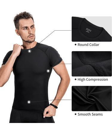 Niksa Men's Compression Shirts 5 Pack - Short Sleeve Athletic Tops - Cool Dry Workout Tee - Dark Black - Size Large - Buy Online on GoSupps.com