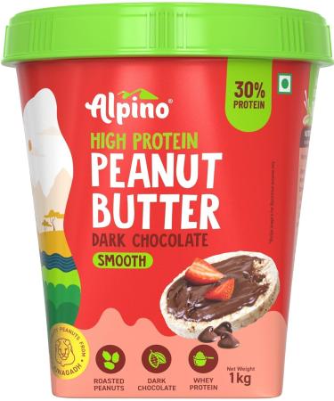 ALPI NO High Protein Dark Chocolate Peanut Butter Smooth 1kg - Roasted Peanuts Dark Chocolate Whey Protein & Pea Protein 30g Protein Gluten Free - High Protein Peanut Butter Creamy