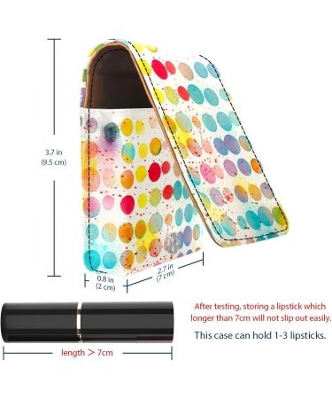 Shop Stylish Leather Lipstick Case with Mirror | Mini Lip Gloss Organizer - Colorful Dots Design | International Shipping Available - Buy Online on GoSupps.com
