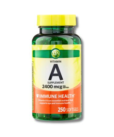 KP+ Vitamin A 2 400 mcg (8 000 IU) | Eye & Immune Health | Gluten Free | 250 Softgels | Pack of 1
