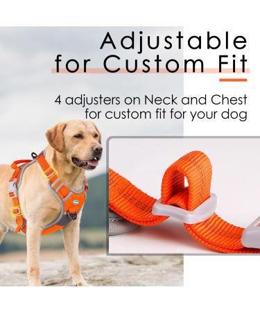 Thinkpet Anti-Zug Dog Harness - Adjustable Reflective XL Orange | Breathable & Comfortable Control Handle - No Choking Design for Large Dogs - Buy Online on GoSupps.com