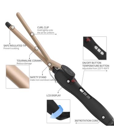 Curling Iron 1/2 Inch Ceramic Barrel Hair Curler for Long & Short Hair - Small Curling Wand with Glove (Golden) - Pack of 1 - Buy Online on GoSupps.com