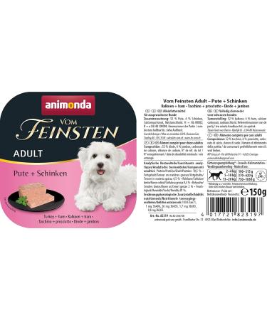 Animonda Vom Feinsten Adult Dog Food - Turkey & Ham Wet Food 22 x 150g | Premium International Shipping - Buy Online on GoSupps.com