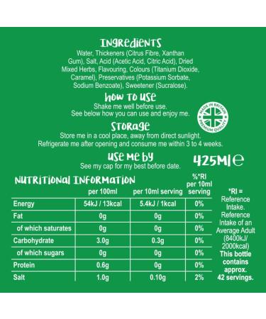 The Skinny Food Co Garlic & Herb Virtually Zero Calorie Sugar Free Sauce 6 x 425 ml - Buy Online on GoSupps.com