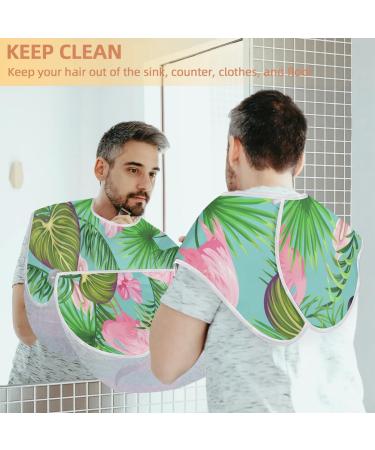 Shop Beard Bib Apron - Non-Stick Waterproof Hair Catcher for Men | Flamingo Flowers Leaf Design | Perfect for Shaving & Grooming - Buy Online on GoSupps.com