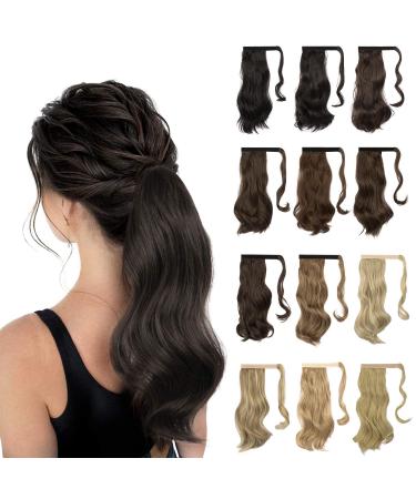 SOFEIYAN Curly Ponytail Extension 15 Inch Heat Resistant Synthetic Natural Wavy Hairpiece Wrap Around Pony Tail Hair Extensions for White Black Women Hair Piece  Dark Brown 15 Inch (Pack of 1) Dark Brown