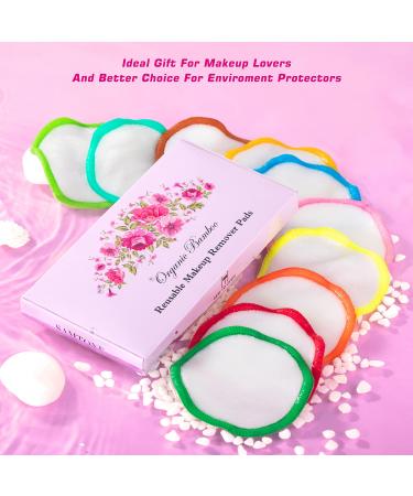 Samtone Reusable Makeup Remover Pads 10 Pack - 100% Organic Cotton Rounds with Laundry Bag and Gift Box - Eco-Friendly Bamboo Face Cleansing Pads - Washable and Sustainable - 10 Colors - Buy Online on GoSupps.com