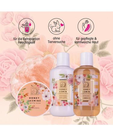 Accentra - HONEY JASMINE Women's Shower Gift Set in Beautiful Gift Box - 4 Piece Set Shower Gel Lotion Body Butter - Valentine's Day & Mother's Day Gift - Buy Online on GoSupps.com