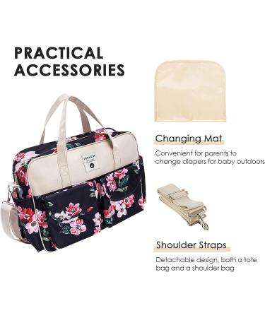 SONARIN Large Capacity Waterproof Baby Changing Bag with Shoulder Strap & Changing Mat - Watercolor Rose - Buy Online on GoSupps.com