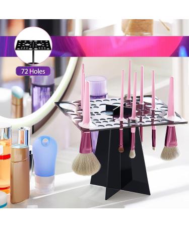 72-Hole Collapsible Makeup Brush Drying Rack | Acrylic Holder for Artists and Lovers - Black - Buy Online on GoSupps.com