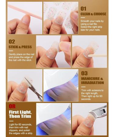 Kalolary 20PCS Luminous Glitter Gel Nail Polish Strips - Glow in the Dark Waterproof Nail Wrap Stickers (White) - Includes Nail File and Stick - Buy Online on GoSupps.com