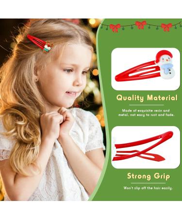 Kiiwah Christmas Snap Hair Clips Christmas Hair Accessories Hair Barrettes Red Hair Clips for Kids Girls Women Christmas Party - Buy Online on GoSupps.com
