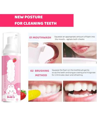 Kids Strawberry Foam Toothpaste - Low Fluoride, Natural Ingredients for Children's Teeth Whitening and Cleaning - Buy Online on GoSupps.com