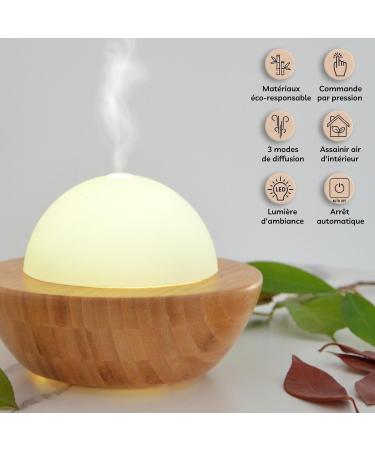 Zen'ar me Belisia Essential Oil Diffuser - Ultrasound Cold Air Aromatherapy - Bamboo & Glass Electrical Diffuser with LED Lighting for Room Fragrance - Buy Online on GoSupps.com