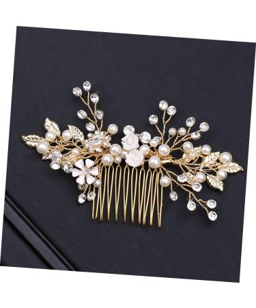 DOITOOL Hair Jewelry for Women Hair Accessories for Women Handmade Hair Combs Golden Hair Comb Tiara Crystal Headpiece Bridal Headwear Manual Headgear Rhinestone Bride - Buy Online on GoSupps.com
