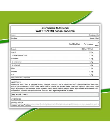  WHY NATURE WHY NATURE WAFER ZERO - Wafer waffle with protein topping Cocoa and hazelnut flavour - Gluten free protein snack - Box of 24 pieces - 35 g - Buy Online on GoSupps.com
