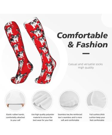 French Bulldog Glasses Compression Socks for Women & Men - 15-20 mmHg Support for Running & Cycling on Red Background - Buy Online on GoSupps.com