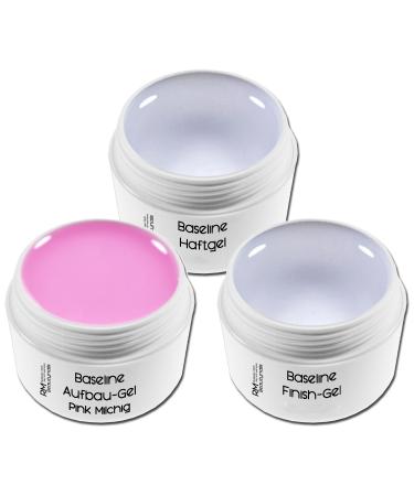 UV gel savings set 3 adhesive gel building gel pink rose milky gloss gel nail design set of 3 (3x15ml)