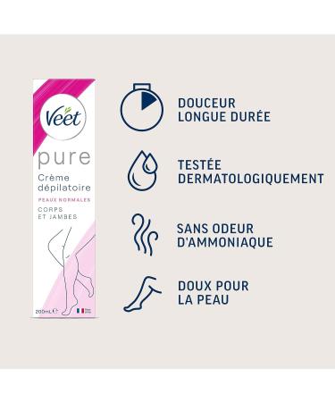 VEET PURE - Hair Removal Cream for Body and Legs - Normal Skin - No Odor of Amonia - 200 ml - Buy Online on GoSupps.com
