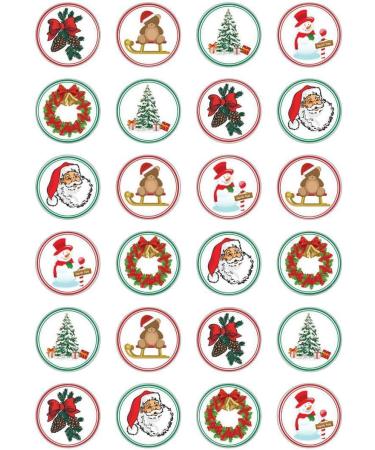 24 x Christmas Edible Cupcake toppers wafer paper Rice Fairy Cake Decorations Santa Snowman Tree Jingle Bells - Buy Online on GoSupps.com