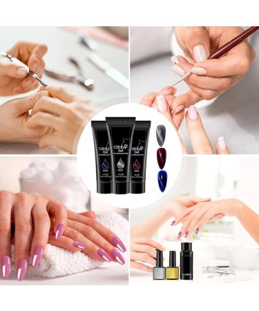 Nail Extension Gel - 3-Color Glitter Manicure Gel Kit | Beauty Accessories for Strengthening and Enhancing Nails | Manicure Polish Art Design Extension for Women and Girls - Professional - Buy Online on GoSupps.com