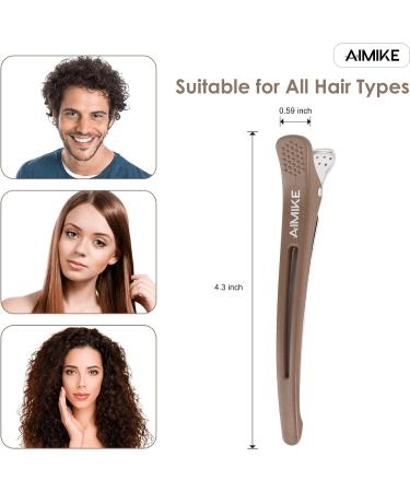 AIMIKE Professional Hair Clips for Styling - 12pcs Non Slip Duck Billed Clips - Salon Quality Sectioning Clips for Men and Women - 10.9cm Long (Brown, Beige, Black) - Buy Online on GoSupps.com