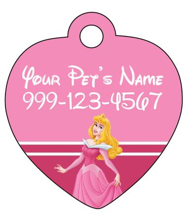 Princess Aurora Sleeping Beauty Pet Id Tag for Dogs & Cats Personalized w/ Name & Number