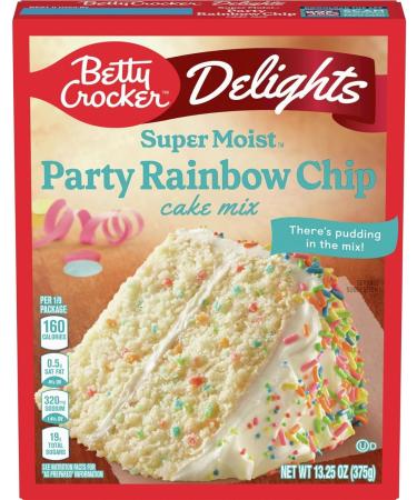 Betty Crocker Delights Super Moist Party Rainbow Cake Mix 376g (13.25oz) - Buy Online on GoSupps.com
