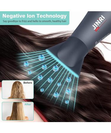 JINRI 1875W Professional Salon Grade Hair Dryer DC Motor Negative Ionic Blow Dryer with 2 Speed 3 Heat Settings Cool Button Hairdryer with Concentrator & Diffuser & Comb Attachments ALCI Safety Plug - Buy Online on GoSupps.com