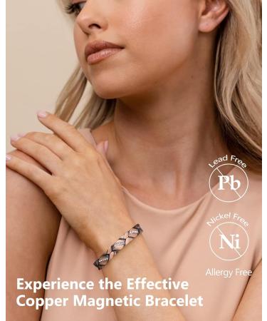 Jeracol Women's Copper Magnetic Bracelet with Crystals - Adjustable Size Wristband with Removal Tool | Stylish Jewelry Gift Box - Buy Online on GoSupps.com