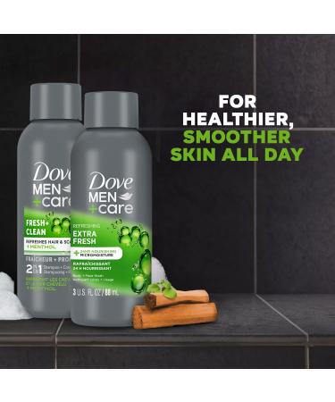 Dove Men+Care Travel Essentials Bundle  Extra Fresh Body & Face Wash & Fresh + Clean 2-in-1 Shampoo 3 Oz Ea - Buy Online on GoSupps.com