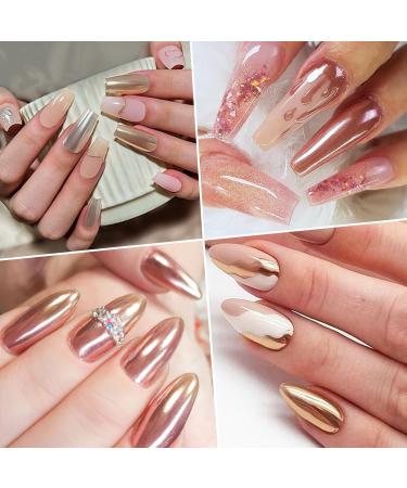 Rose Gold Chrome Nail Powder - Metallic Mirror Effect Pigment for Nails - Set of 6 Jars - Buy Online on GoSupps.com