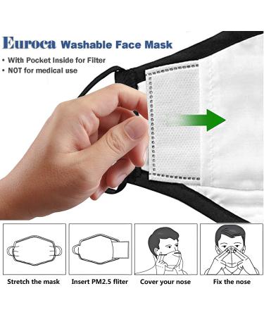 Euroca Cloth Face Mask 3 Layer Reusable Washable Adjustable with Filter Pocket for Adult -1 Mask with 10 Filters Mauve Small - Buy Online on GoSupps.com