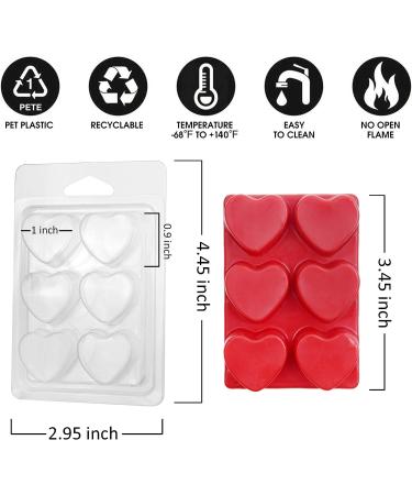 Milivixay 6-Cavity Heart Shape Wax Melt Containers - 25 Pack Clamshells for Tarts and Wax Melts - Buy Online on GoSupps.com