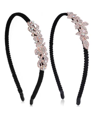 WLLHYF 1920s Crystal Rhinestone Flower Headbands 2 Pack - Sparkly Vintage Hairbands for Women - Fashion Jewelry Accessories for Wedding and Bride - Buy Online on GoSupps.com