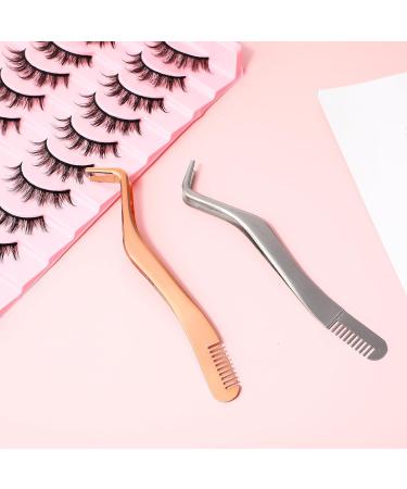 Shop Tiesome 2 in 1 Eyelash Tweezers with Comb Precision Stainless Steel Tools for Flawless False Eyelash Application - Buy Online on GoSupps.com