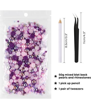 Astaron 50g Mixed Street Stones & Half Pearls for Crafting - Purple-Pink Rhinestones 3-10mm for Nails Shoes & More - Buy Online on GoSupps.com