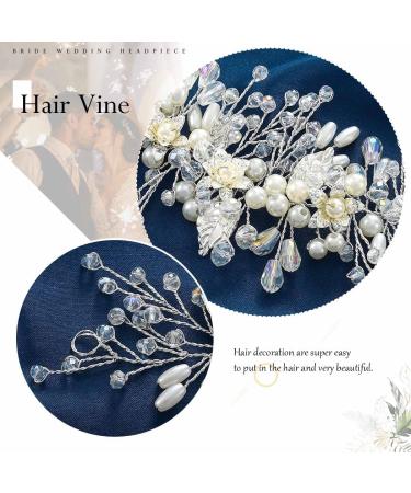 CASDRE Rhinestone Bride Wedding Headpiece Pearl Hair Accessories - Silver Bridal Headband for Women and Girls - Buy Online on GoSupps.com