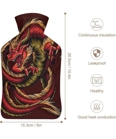 Red Dragon Hot Water Bottle with Plush Cover | Ideal Hand Warmer for Adults & Kids | 26.5x15.3cm - International Shipping Available - Buy Online on GoSupps.com
