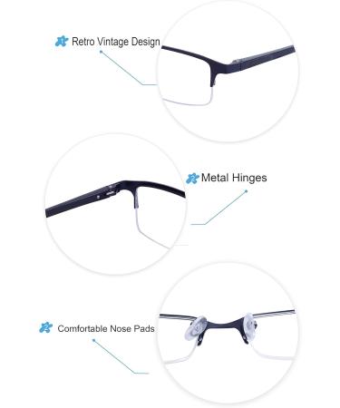 Joxigo Computer Glasses - Blue Light Filter Anti-Fatigue UV Protection Stylish Metal Rectangular Design for Men - Buy Online on GoSupps.com