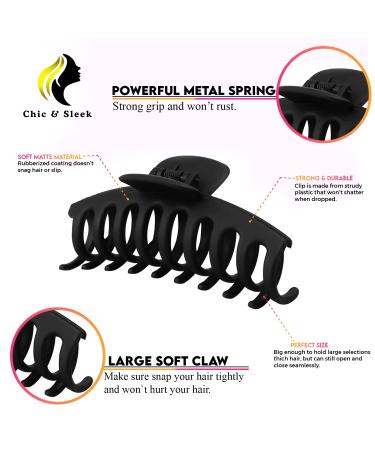 Chic & Sleek 4 Inch Hair Claw Clip for Thick Hair - Strong Hold Non-Slip Styling Accessory for Women & Girls (Black) - Buy Online on GoSupps.com