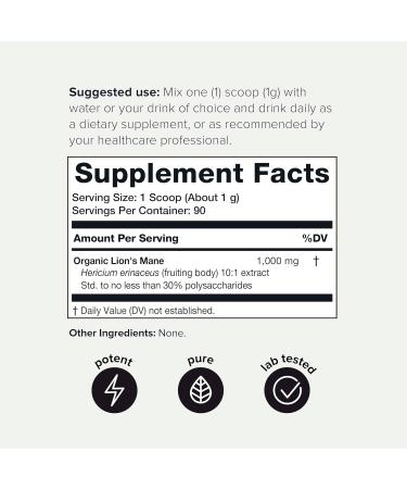 Lion s Mane Powder - Ultra High Potency 10:1 Extract with 30% Polysaccharides - Highly Concentrated - Third-Party Lab Tested - 90g - Buy Online on GoSupps.com