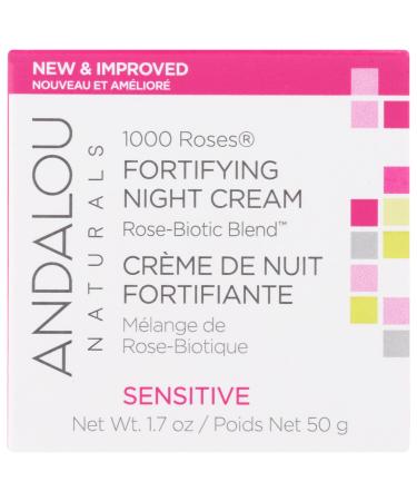 Andalou Naturals 1000 Roses Fortifying Night Cream Sensitive Cruelty Free Gluten Free 1.7 Ounces (Pack Of 1)