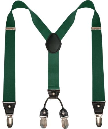 JEMYGINS Mens Suspenders & Bow Tie Set - Dark Green Four Clips & Elastic Back Strap Perfect for Weddings & Formal Events - International Shipping Available - Buy Online on GoSupps.com