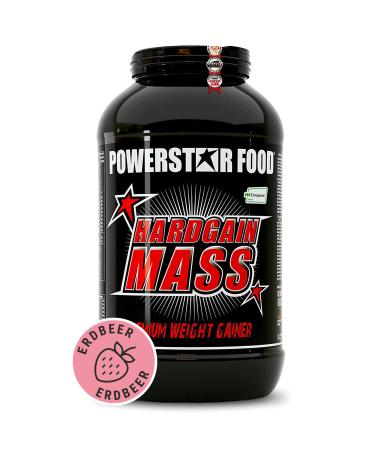 Powerstar Hardgain Mass 3600G |Weight Gainer with creatine & without sugar additiveMass strength & fast muscle building |German production |Mass Gainer Shake to gainStrawberry strawberry 3.6 kg (1 Pack)