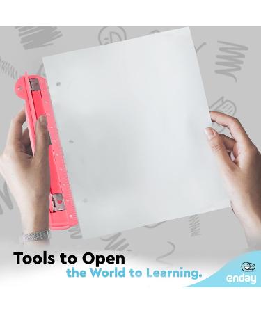 3 Hole Punch Pink  Portable Hole Puncher for 3 Ring Binder  5 Sheets Capacity  Removable Chip Tray  10  Ruler for School  Office  Also Available in Purple  Blue  Green  Red  Grey  1 Pc-by Enday - Buy Online on GoSupps.com